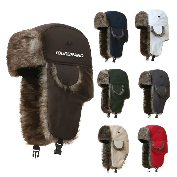 Winter Trapper Faux Fur Hat with Ear Flaps - Winter Trapper Faux Fur Hat with Ear Flaps - Image 0 of 5