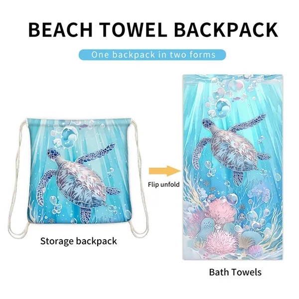 2 in 1 Custom Microfiber Beach Towel Bag - 2 in 1 Custom Microfiber Beach Towel Bag - Image 1 of 3
