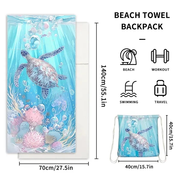 2 in 1 Custom Microfiber Beach Towel Bag - 2 in 1 Custom Microfiber Beach Towel Bag - Image 2 of 3