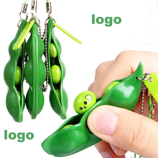 3Pcs Squeeze-A-Bean Edamame Keychain - 3Pcs Squeeze-A-Bean Edamame Keychain - Image 1 of 10