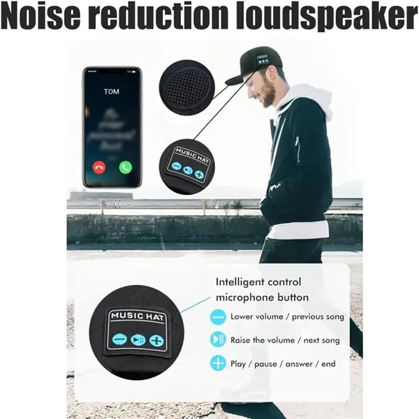 Music Street Sports Baseball Cap with Bluetooth Speaker - Music Street Sports Baseball Cap with Bluetooth Speaker - Image 2 of 5