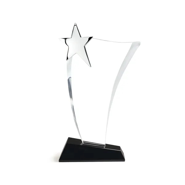 Crystal Wave Award with Silver Star on Black Base