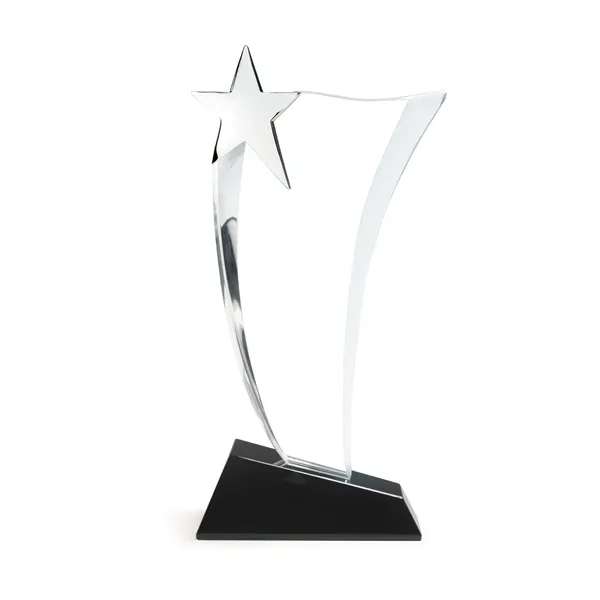Crystal Wave Award with Silver Star on Black Base