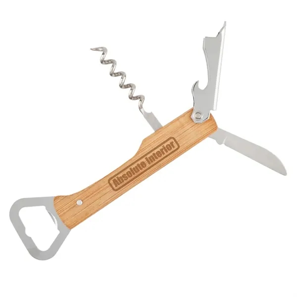 Custom Pinot Bamboo Corkscrew Wine Bottle Opener Multi-Tool