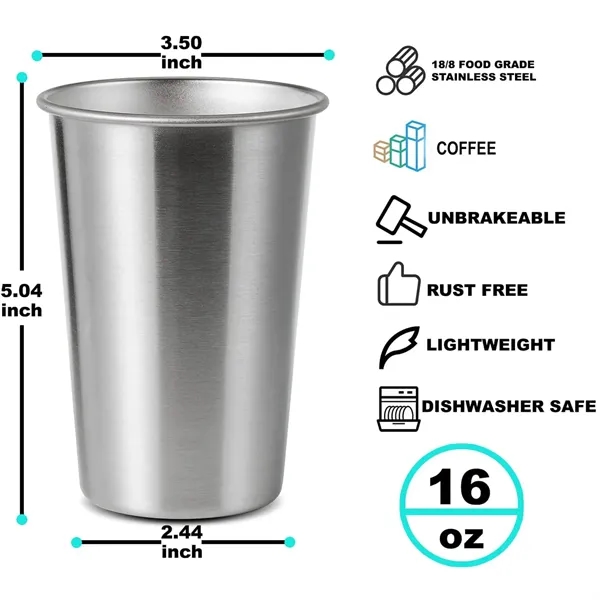 Stainless Steel 12oz Pint Cup Tumbler - Stainless Steel 12oz Pint Cup Tumbler - Image 2 of 3
