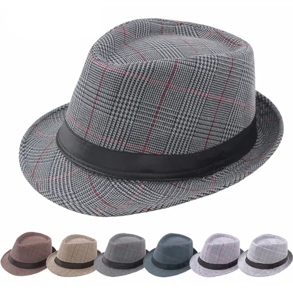 Short Brim Fedora Classic Summer Beach Sun Hat Panama Cap - Short Brim Fedora Classic Summer Beach Sun Hat Panama Cap - Image 3 of 3