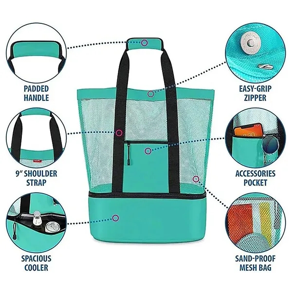 Waterproof Beach Tote Bag with Cooler Compartment - Waterproof Beach Tote Bag with Cooler Compartment - Image 2 of 4