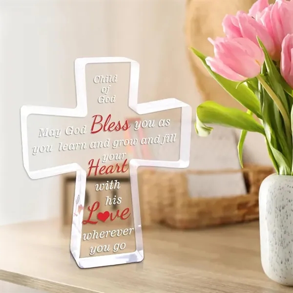 Acrylic Christian Standing Cross - Acrylic Christian Standing Cross - Image 1 of 2