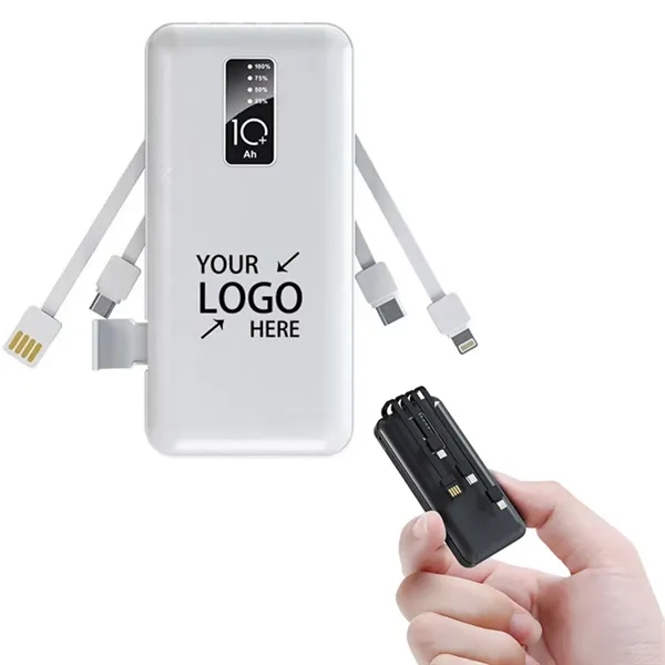 10000mAh Charger Power Bank Built in 4 Charging Cables - 10000mAh Charger Power Bank Built in 4 Charging Cables - Image 0 of 4