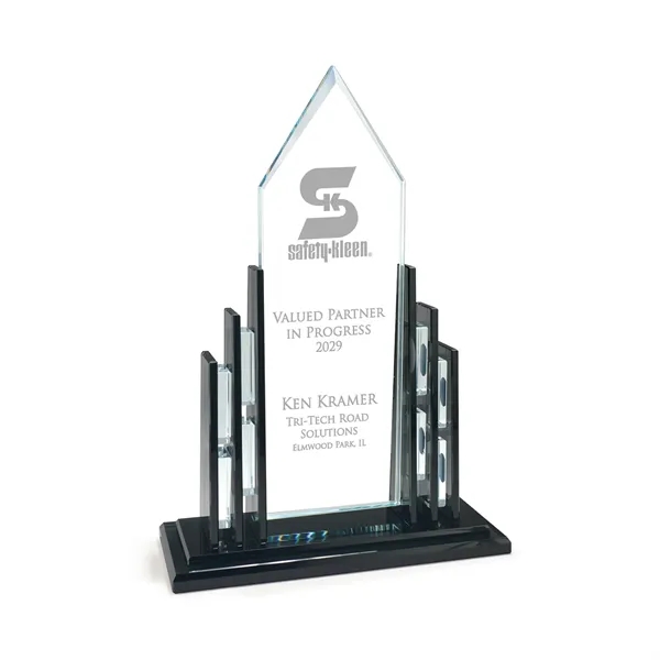 Elegant Clear Crystal Cathedral Award with Black Accents