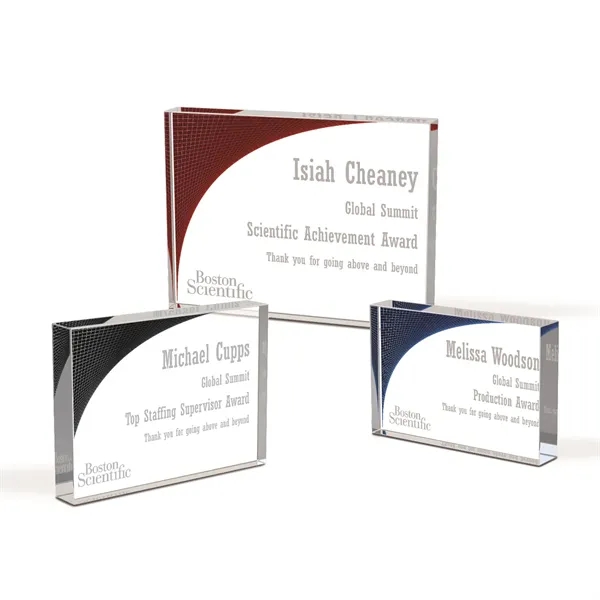 Optic Crystal Block Award with Hi-Tech Wave Background - Optic Crystal Block Award with Hi-Tech Wave Background - Image 1 of 1