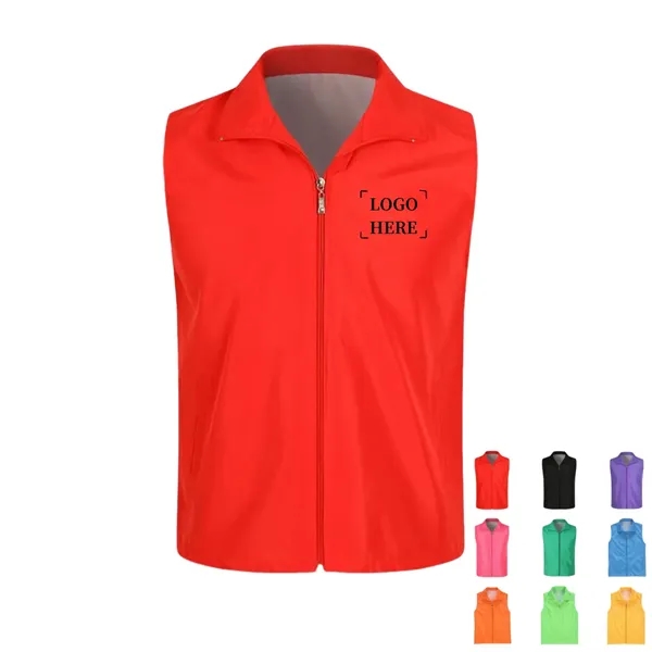 Work Uniform Volunteer Vest with Zipper - Work Uniform Volunteer Vest with Zipper - Image 0 of 12