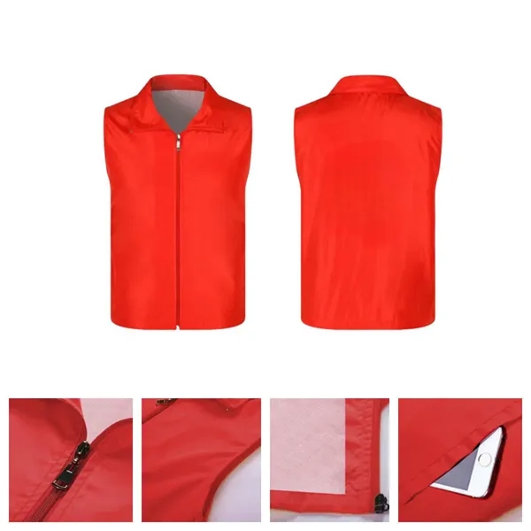 Work Uniform Volunteer Vest with Zipper - Work Uniform Volunteer Vest with Zipper - Image 1 of 12