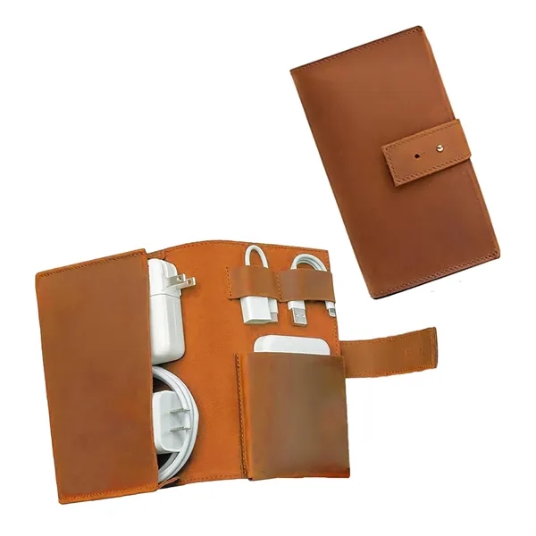 Leather charger organizer for essentials - Leather charger organizer for essentials - Image 4 of 9