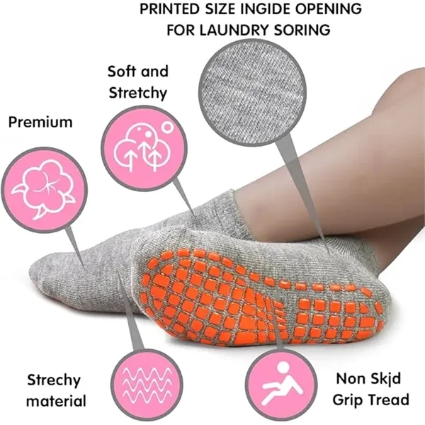 Kids Teenager Non Slip Anti Skid Trampoline Socks with Grips - Kids Teenager Non Slip Anti Skid Trampoline Socks with Grips - Image 2 of 13