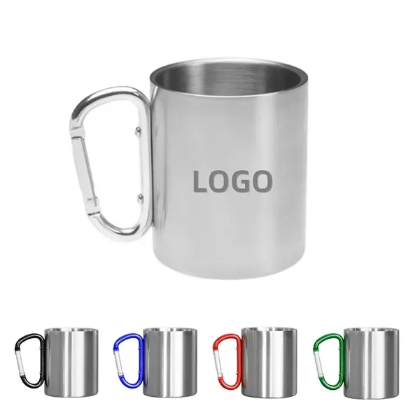 10 Oz. Stainless Steel Camping Carabiner Mug - 10 Oz. Stainless Steel Camping Carabiner Mug - Image 0 of 6