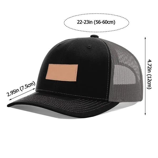 Custom Stamp Leather Patch Trucker Cap, Snapback Mesh Hat - Custom Stamp Leather Patch Trucker Cap, Snapback Mesh Hat - Image 1 of 7