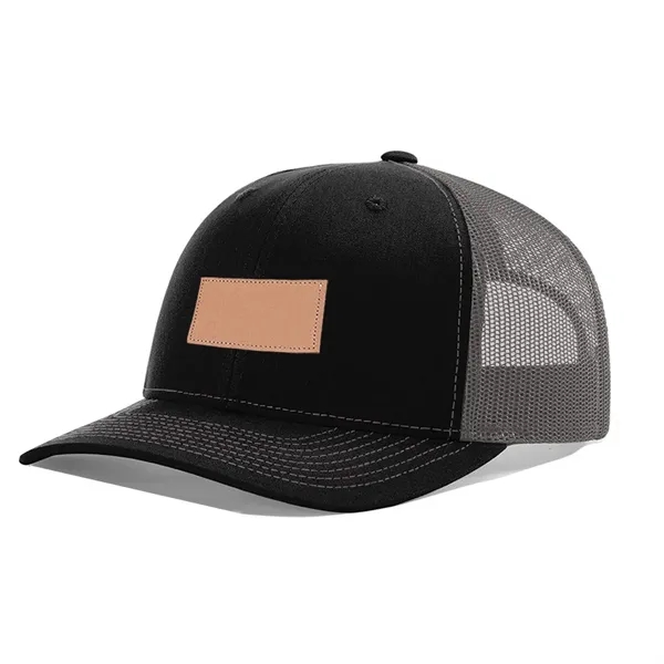 Custom Stamp Leather Patch Trucker Cap, Snapback Mesh Hat - Custom Stamp Leather Patch Trucker Cap, Snapback Mesh Hat - Image 2 of 7