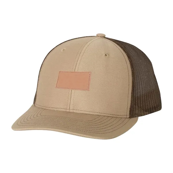 Custom Stamp Leather Patch Trucker Cap, Snapback Mesh Hat - Custom Stamp Leather Patch Trucker Cap, Snapback Mesh Hat - Image 6 of 7