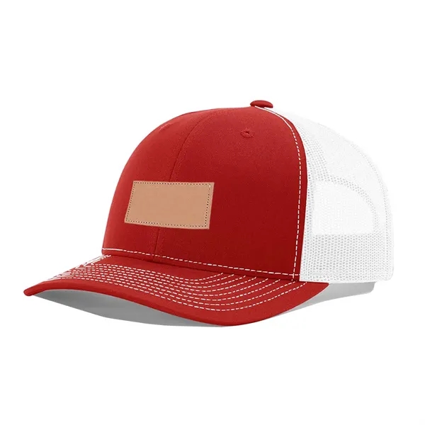 Custom Stamp Leather Patch Trucker Cap, Snapback Mesh Hat - Custom Stamp Leather Patch Trucker Cap, Snapback Mesh Hat - Image 7 of 7