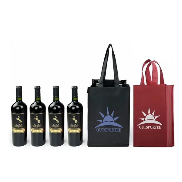 Non-woven Wine Tote Bag -4 Bottle - Non-woven Wine Tote Bag -4 Bottle - Image 0 of 2