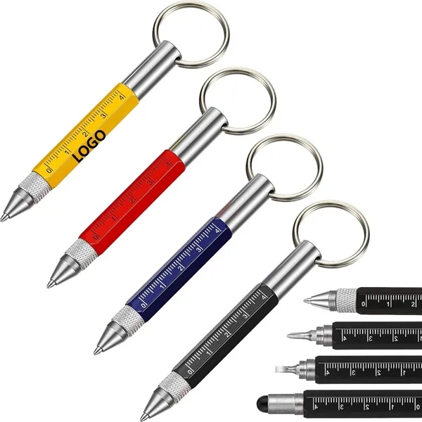 6 in 1 Multitool Tech Tool Pen with Key Ring - 6 in 1 Multitool Tech Tool Pen with Key Ring - Image 0 of 6