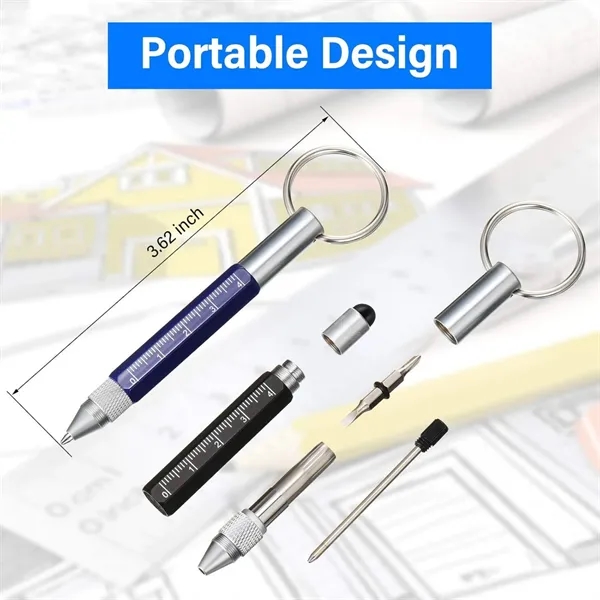 6 in 1 Multitool Tech Tool Pen with Key Ring - 6 in 1 Multitool Tech Tool Pen with Key Ring - Image 1 of 6