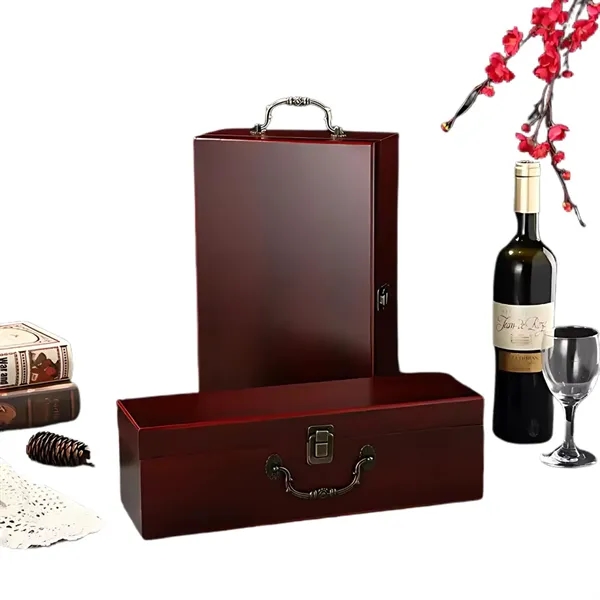 2-Bottle Red Wooden Wine Gift Box - 2-Bottle Red Wooden Wine Gift Box - Image 3 of 7