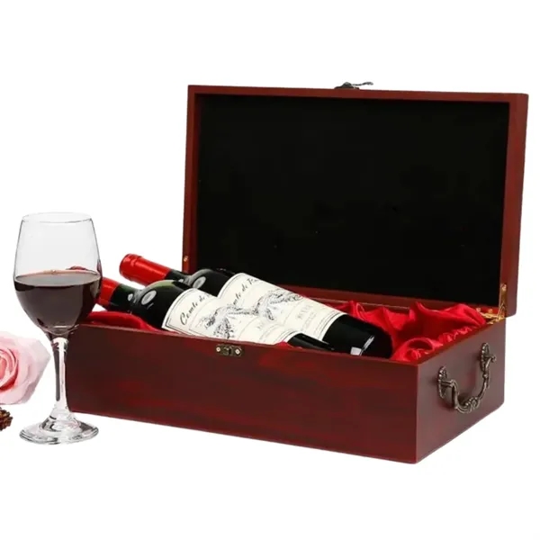 2-Bottle Red Wooden Wine Gift Box - 2-Bottle Red Wooden Wine Gift Box - Image 4 of 7