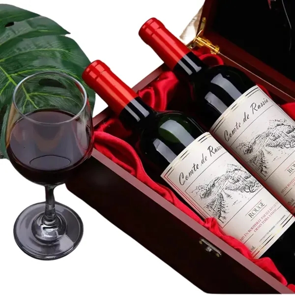 2-Bottle Red Wooden Wine Gift Box - 2-Bottle Red Wooden Wine Gift Box - Image 5 of 7