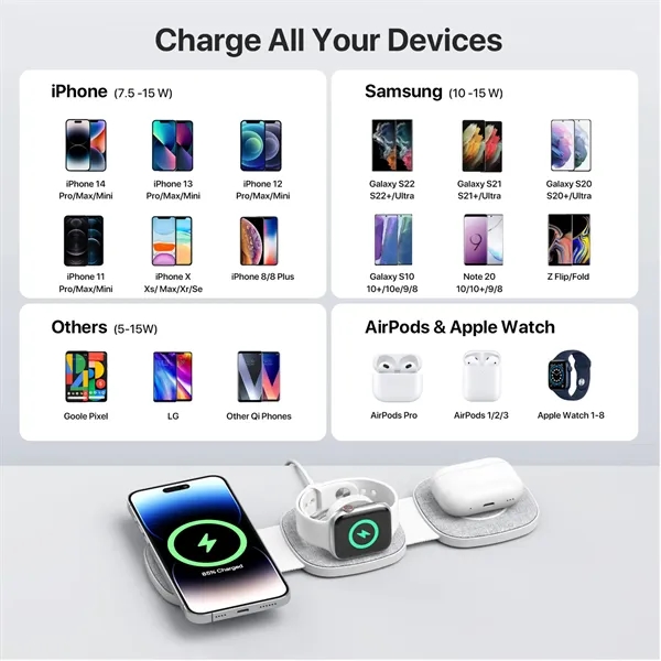 3 in 1 Foldable Wireless Charger - 3 in 1 Foldable Wireless Charger - Image 3 of 4