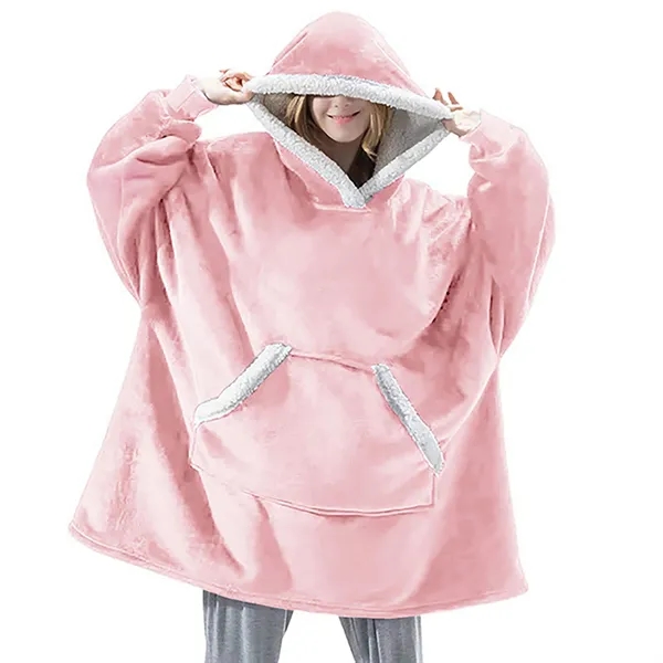 Custom Wearable Plannel Blanket Hoodie With Sherpa Fleece