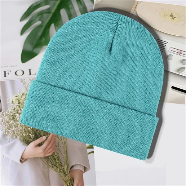 Custom Knit Beanie with Patch - Custom Knit Beanie with Patch - Image 1 of 13