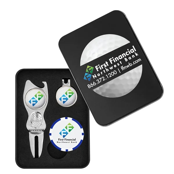 Custom Contour Golf Divot Tool Gift Set w/ Poker Chip