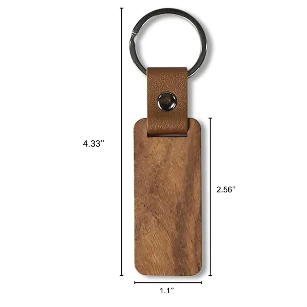 Wooden Keychain With Leather Strap - Wooden Keychain With Leather Strap - Image 1 of 3