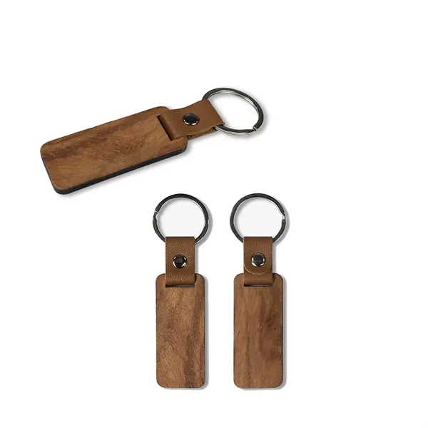 Wooden Keychain With Leather Strap - Wooden Keychain With Leather Strap - Image 2 of 3