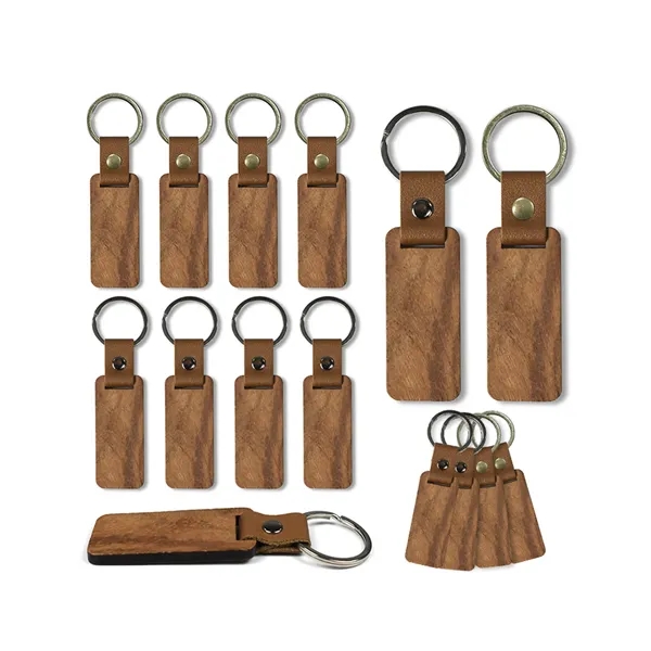 Wooden Keychain With Leather Strap - Wooden Keychain With Leather Strap - Image 3 of 3