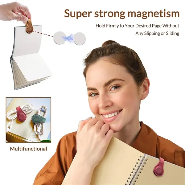 Custom Magnetic Leather Bookmarks Book Marker Clips - Custom Magnetic Leather Bookmarks Book Marker Clips - Image 1 of 3