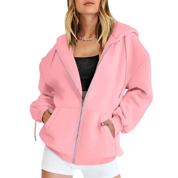 Women's Zip Up Hoodies Fall Oversized Sweatshirts - Women's Zip Up Hoodies Fall Oversized Sweatshirts - Image 2 of 12