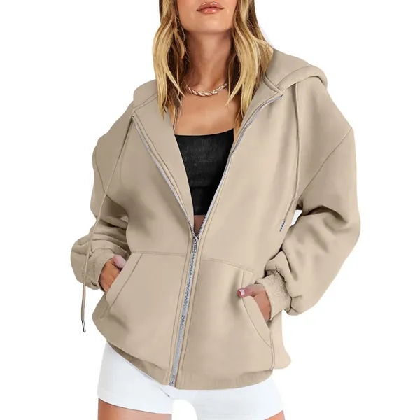 Women's Zip Up Hoodies Fall Oversized Sweatshirts - Women's Zip Up Hoodies Fall Oversized Sweatshirts - Image 4 of 12