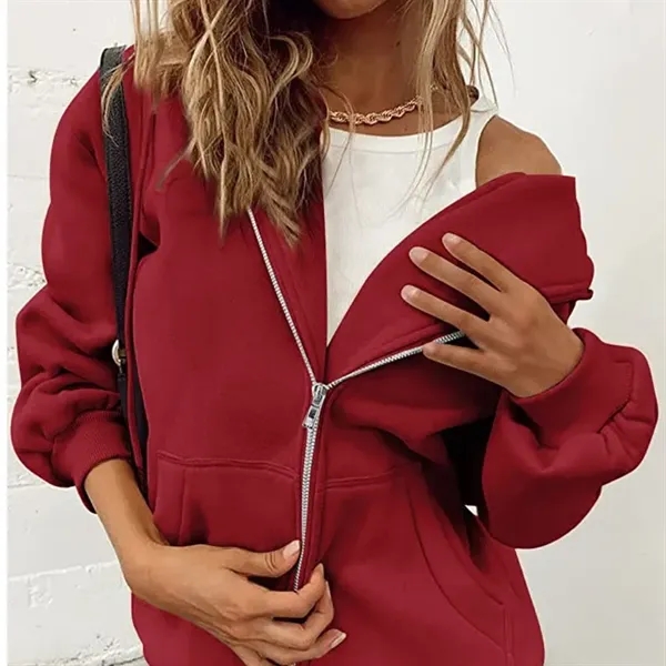 Women's Zip Up Hoodies Fall Oversized Sweatshirts - Women's Zip Up Hoodies Fall Oversized Sweatshirts - Image 7 of 12