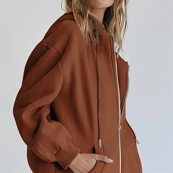 Women's Zip Up Hoodies Fall Oversized Sweatshirts - Women's Zip Up Hoodies Fall Oversized Sweatshirts - Image 8 of 12