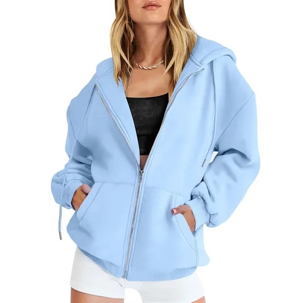 Women's Zip Up Hoodies Fall Oversized Sweatshirts - Women's Zip Up Hoodies Fall Oversized Sweatshirts - Image 9 of 12