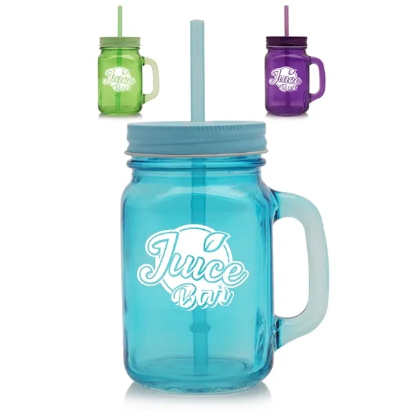 15 oz. Colored Mason Jars with Straw - 15 oz. Colored Mason Jars with Straw - Image 0 of 4