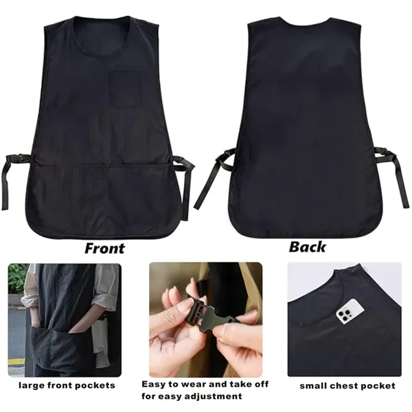 Barber Smock Hair Stylist Apron Vest with 3 Pockets - Barber Smock Hair Stylist Apron Vest with 3 Pockets - Image 1 of 2