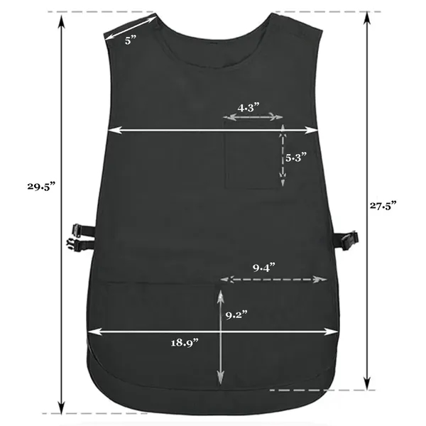 Barber Smock Hair Stylist Apron Vest with 3 Pockets - Barber Smock Hair Stylist Apron Vest with 3 Pockets - Image 2 of 2
