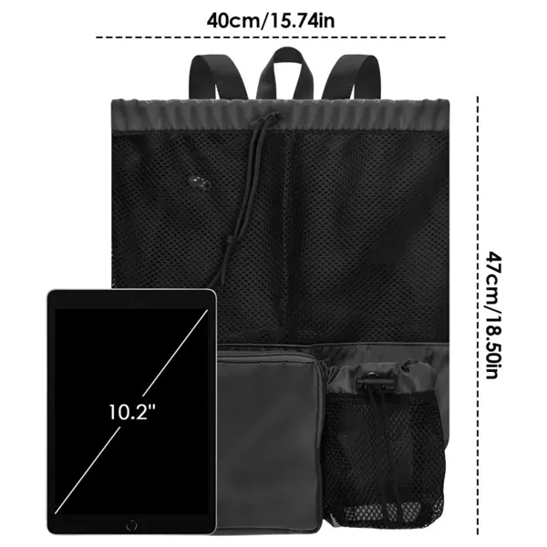 Unisex Drawstring Mesh Backpack With 2 Pockets - Unisex Drawstring Mesh Backpack With 2 Pockets - Image 1 of 2