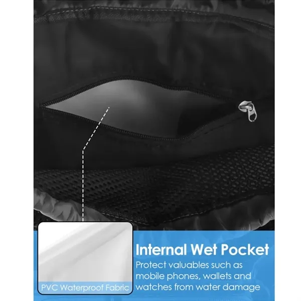 Unisex Drawstring Mesh Backpack With 2 Pockets - Unisex Drawstring Mesh Backpack With 2 Pockets - Image 2 of 2