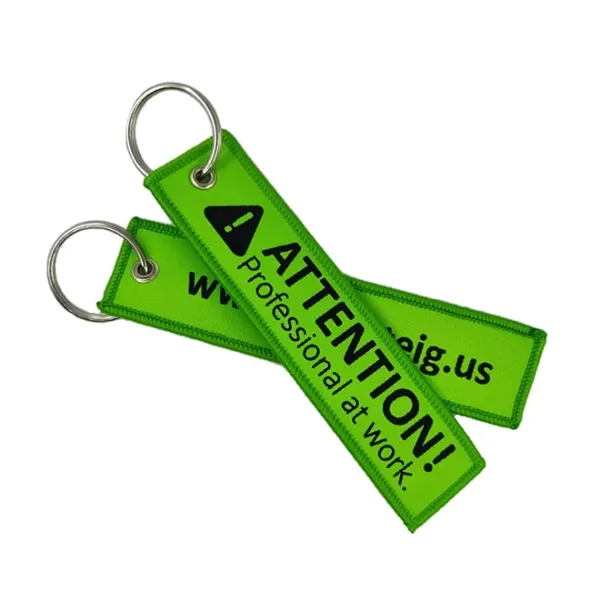 Custom Embroidery Woven Fabric Key Chain Tag - Custom Embroidery Woven Fabric Key Chain Tag - Image 0 of 5