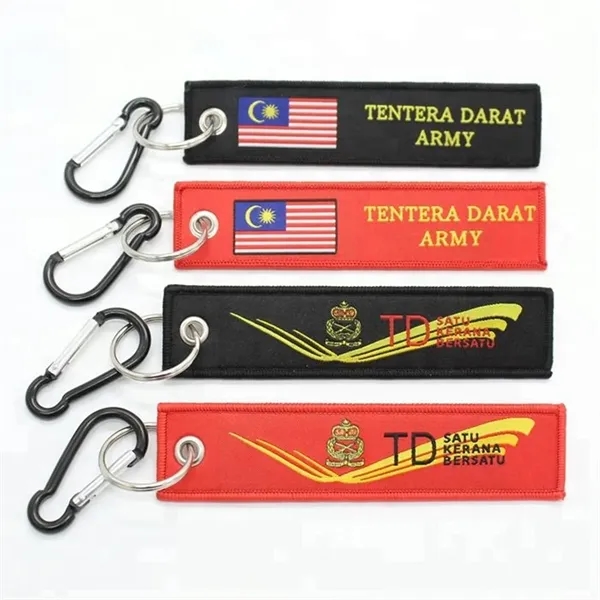 Custom Embroidery Woven Fabric Key Chain Tag - Custom Embroidery Woven Fabric Key Chain Tag - Image 4 of 5